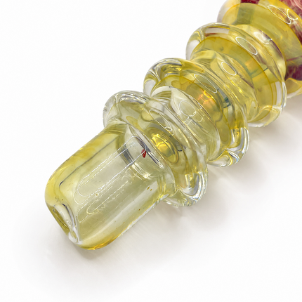 Strawberry Crackle Glass Spoon Pipe – 4 Inch Pink Hand Pipe Green Accent
