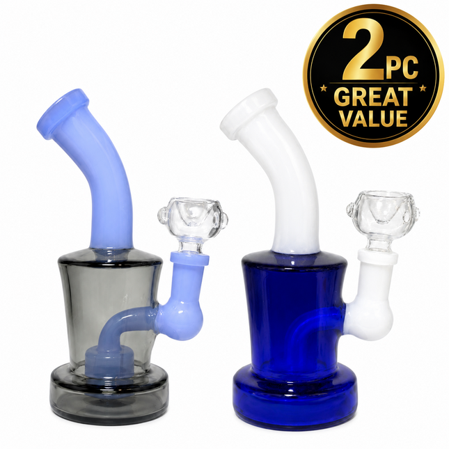 [2PC Bundle] Ocean Mist Frost + Blue Midnight Frost Water Pipe 14mm 6 Inches