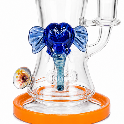 Sunset Mammoth Disc Perc Dandelion Accent Glass Bong Orange Blue Clear 10 Inch