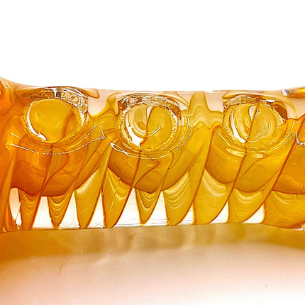 Pumpkin Amber Glass Spoon Pipe with Raised Grip Dots – 4 Inch Hand Pipe Deep Bow