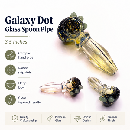 Galaxy Dot Amber Glass Spoon Pipe – 3.5 Inch Hand Pipe Deep Bowl Raised Dots