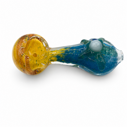 Ocean Sun Starfish Handcraft Glass Pipe Blue Yellow Art 4-4.5 inch