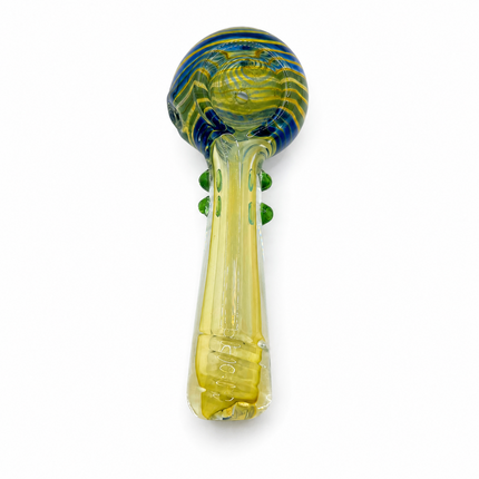 Sapphire Meadow Swirl Thick Glass Spoon Hand Pipe 4.5 Inch