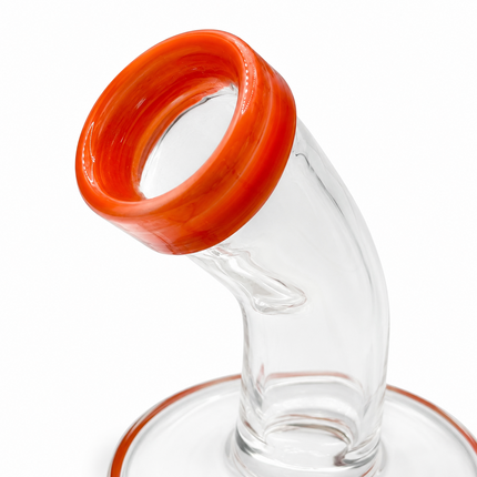 Orange Accent Clear Mini Glass Water Pipe – 6–6.5 Inch Compact Bong with Bowl
