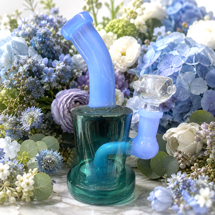 [2PC Bundle] Aqua Sky Drift + Emerald Pearl Glow Water Pipe 14mm 6 Inches