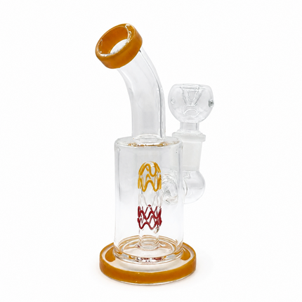 Clear Mini Glass Bong with Amber Accents – 6 Inch 14mm Bowl Water Pipe