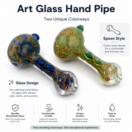 [2PC Bundle] 4 Inch Dragon Coil Glass Hand Pipe Raised Jewel Swirl Design