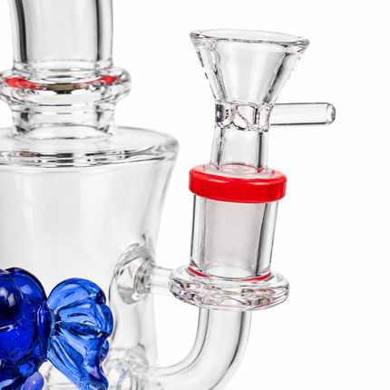Royal Mammoth Disc Perc Dandelion Accent Glass Bong Red Blue Clear 10 Inch