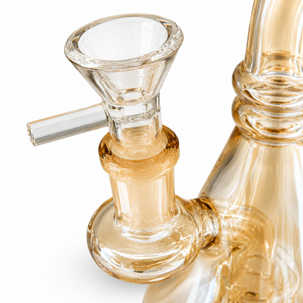 Gold Chrome Tri Beaker Glass Water Pipe with Perc with 14mm Bowl