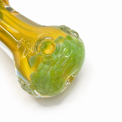 Clear Fumed Rasta Swirl Glass Spoon Pipe with Mint Green Marbles - 5 Inch