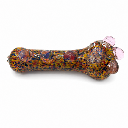 Sunburst Confetti Handcraft Glass Spoon Pipe Multicolor Speckled 4.5 inches