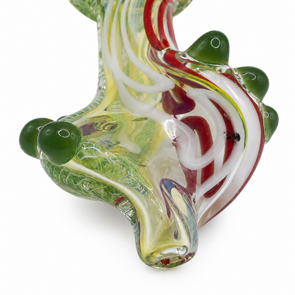 Meadow Rasta Glass Spoon Pipe with Green Marbles – 4 Inch Hand Pipe