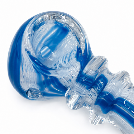 [2PC Bundle] Golden Sky Ribbon Glass Hand Pipes Amber Blue Clear 3 Inch