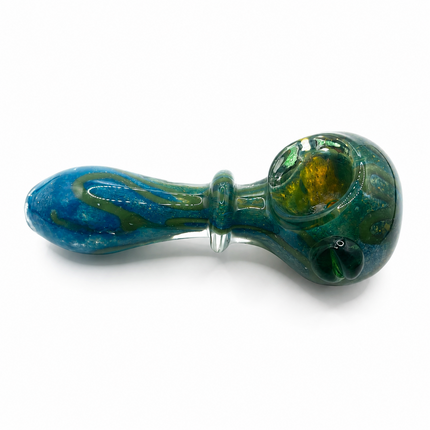 Emerald Tide Handcraft Glass Pipe Teal Green Art Glass 4-4.5 inch