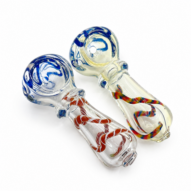 [2PC Bundle] Sapphire Caramel Coil Handcraft Glass Pipes 3 inch