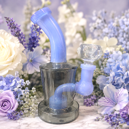 [2PC Bundle] Smoky Blue Drift Drum Body Disc Perc Water Pipe 14mm 6 Inches