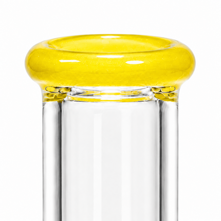 Yellow Accent Straight Tube Glass Water Pipe Ice Catcher Downstem 10 inch