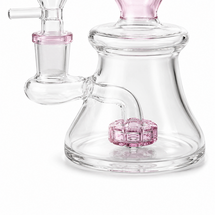 Blush Pink Bell Base Glass Bong with Curved Neck – 8 Inch Clear Water Pipe