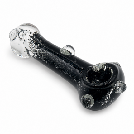 Onyx Black Bubble Accent Glass Spoon Pipe – 4.5 Inch Black Hand Pipe