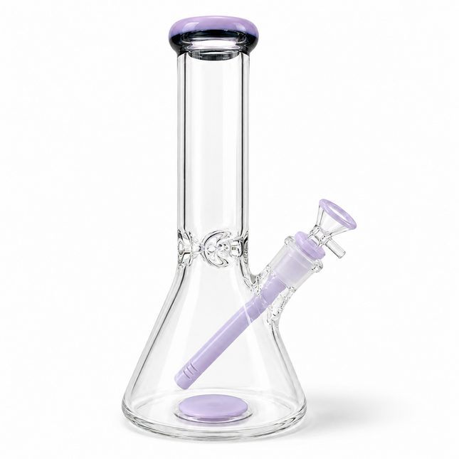 Milky Lavender Thick Glass Beaker Water Pipe Ice Catcher 14mm Bowl 10 inch