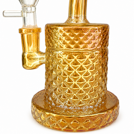 Gold Chrome Pineapple Textured Glass Water Pipe with 14mm Bowl