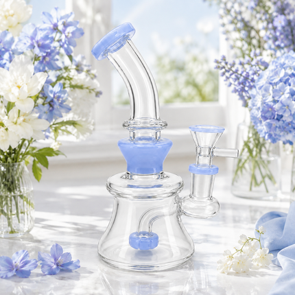 Light Blue Disc Percolator Glass Water Pipe 14mm Bowl 7 inch