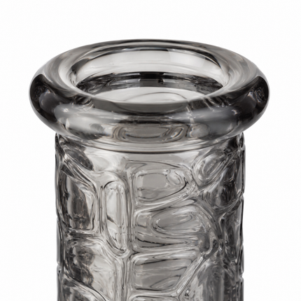 Midnight Chrome Smoke Gray Textured Straight Tube Glass Bong 14mm Bowl – 12 Inch