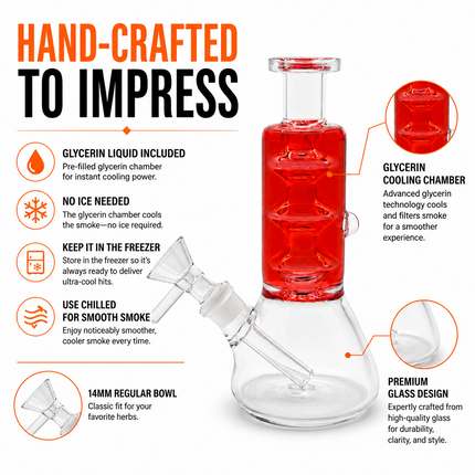 Crimson Glycerin Stack Glass Water Pipe with Clear Beaker Base – 6 Inch