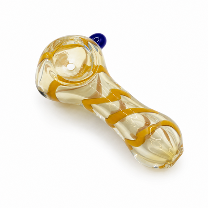 [2PC Bundle] Honey Blush Spiral Glass Hand Pipes Amber Pink Clear 3 Inch