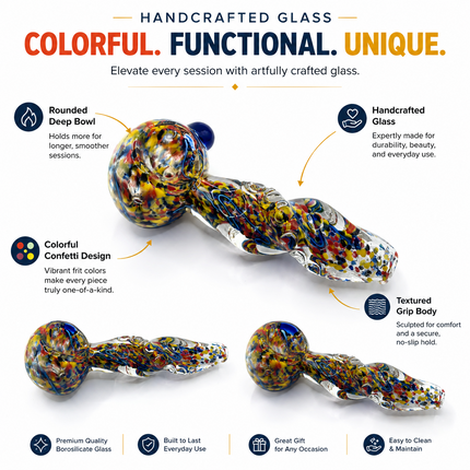 Carnival Nebula Twist Handcraft Glass Pipe Multicolor Swirl 4-4.5 inch