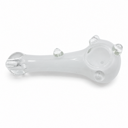 Frost White Bubble Accent Glass Spoon Pipe – 4.5 Inch White Hand Pipe