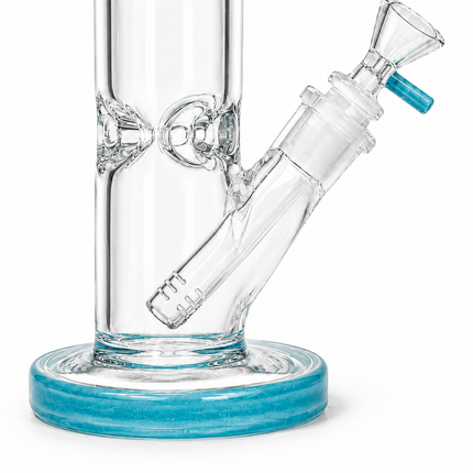 Light Blue Accent Straight Tube Glass Water Pipe Ice Catcher Downstem 10 inch