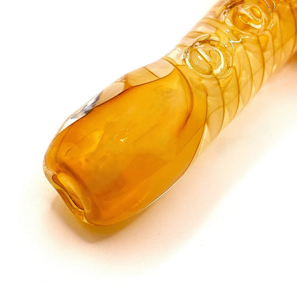 Pumpkin Glass Spoon Pipe with Green Leaf Detail – 4 Inch Hand Pipe Deep Bowl