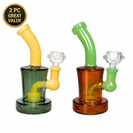 [2PC Bundle] Citrus Haze + Amber Lime Glass Bong Disc Perc 6 Inch