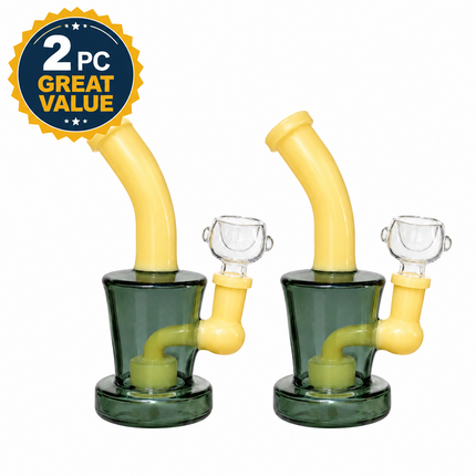 [2PC Bundle] Citrus Haze Glow Drum Body Disc Perc Glass Water Pipe 6 Inches
