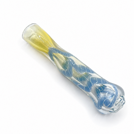 Arctic Ribbon Handcraft Glass Chillum Pipe Clear Light Blue 3~3.5 inch