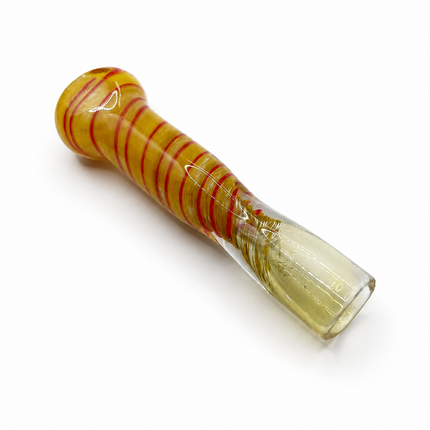 Golden Ember Handcraft Glass Chillum Pipe Amber Red Spiral 3~3.5 inch