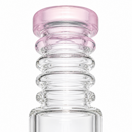 Milky Pink Stratos Tri Cone Percolator Glass Water Pipe 14mm 7 inch