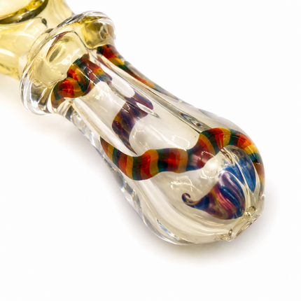 [2PC Bundle] Golden Bloom Swirl Glass Hand Pipe Set Assorted Colors