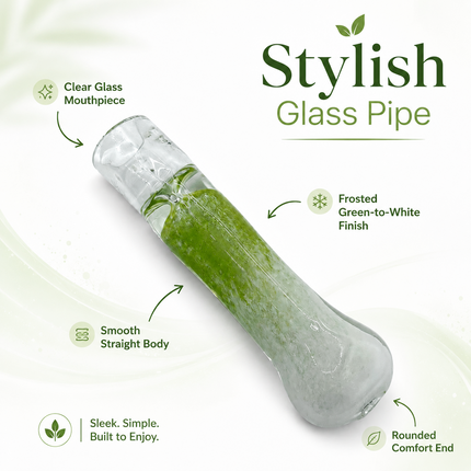 Moss Frost Handcraft Glass Chillum Pipe Green Clear Frosted 3~3.5 inch