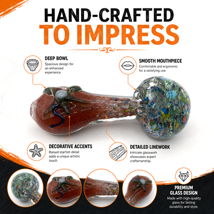 Carnival Flower Glass Spoon Pipe 4 Inch Orange Multicolor Hand Pipe