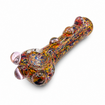 Sunburst Confetti Handcraft Glass Spoon Pipe Multicolor Speckled 4.5 inches