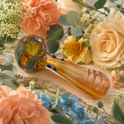 Autumn Ember Swirl Swirl Thick Glass Spoon Hand Pipe - 4.5 Inch