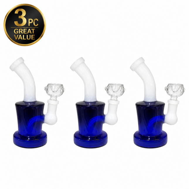 [3PC Bundle] Cobalt Pearl Frost Drum Body Disc Perc Water Pipe 6 Inches