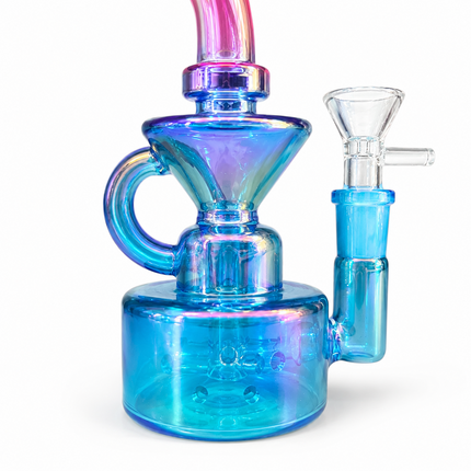Aqua Pink Iridescent Compact Glass Water Pipe 14mm 6~6.5 inch