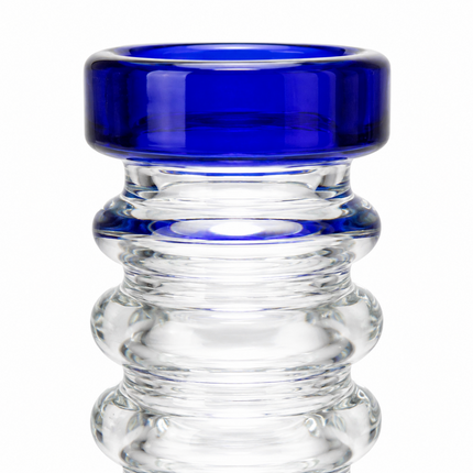 Navy Stratos Tri Cone Percolator Glass Water Pipe 14mm 7 inch