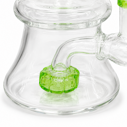 Lime Green Disc Percolator Glass Water Pipe 14mm Bowl 7 inch