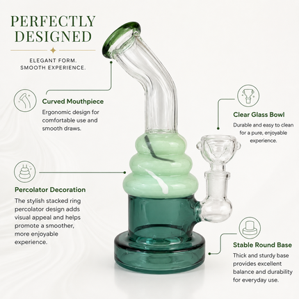 Mint Sprinkle Cupcake Disc Percolator Water Pipe 14mm Bowl 6 inch