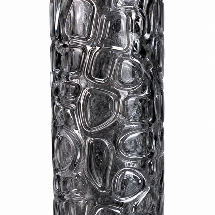 Midnight Chrome Smoke Gray Textured Straight Tube Glass Bong 14mm Bowl – 12 Inch