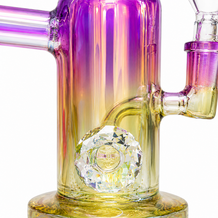 Princess Chrome Purple Yellow Glass Bong with Diamond Centerpiece – 7.5 Inch